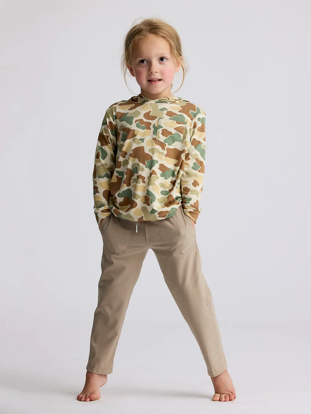 Free Fly Toddler/Youth Bamboo Shade Hoodie - Vintage Camo Desert Tan