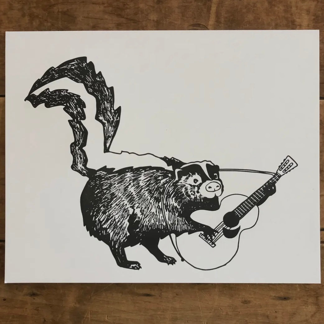 Ratbee Press 8" x 10" Skunk Guitar Print