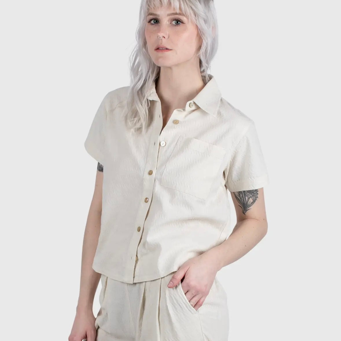 Jetty Cape Cod Jacquard Shirt - Cream