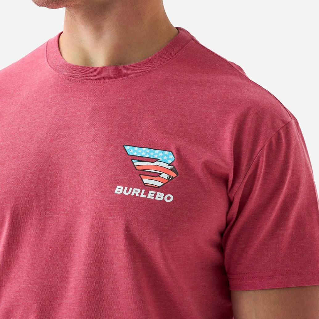 Burlebo Short Sleeve Tee - American Dogs - Heather Crimson
