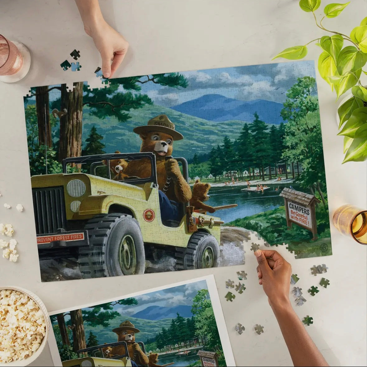 Smokey Bear Leaving in SUV Vintage Poster 1000 Piece Puzzle