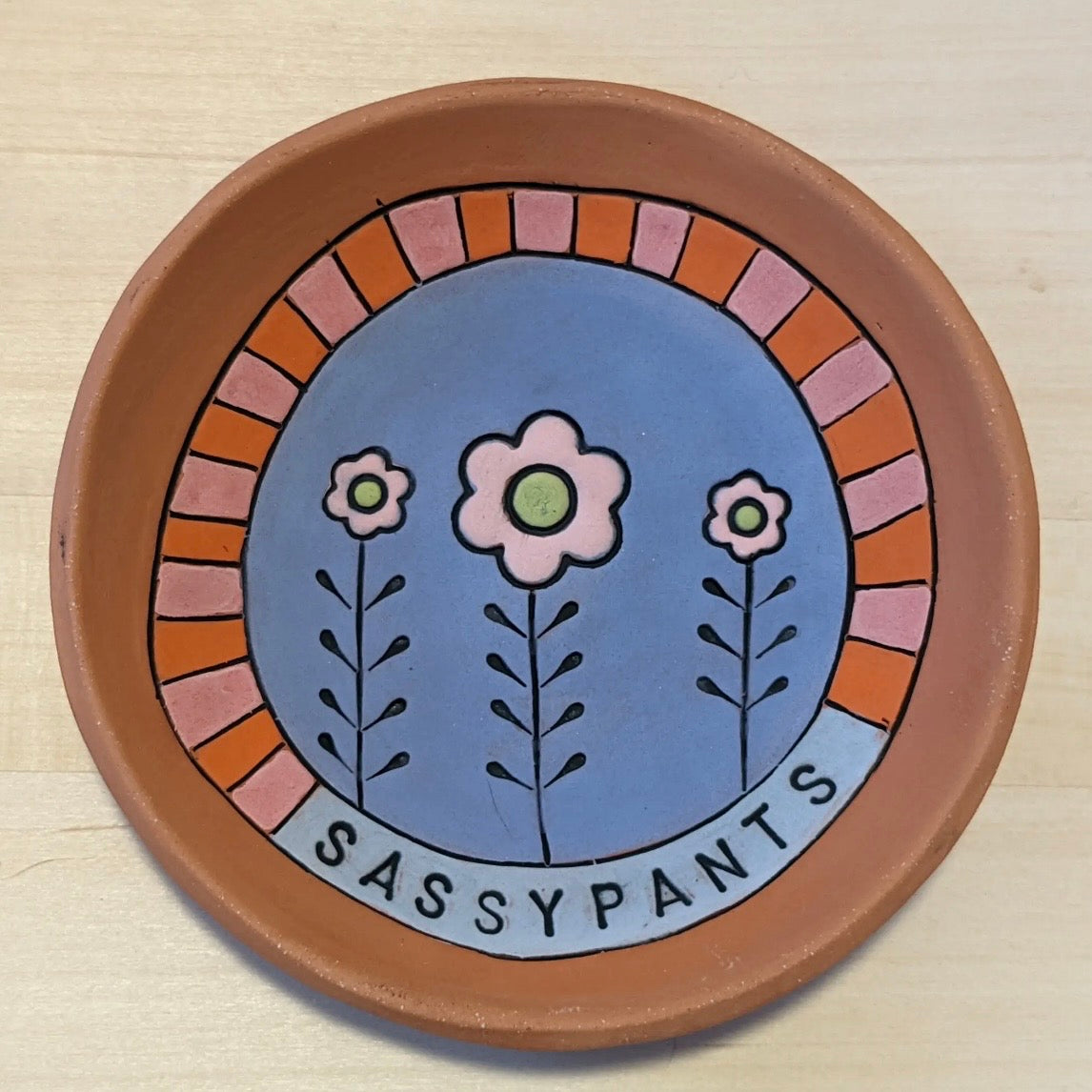 Terra Cotta/Pottery Jewelry and Ring Dish - Positive Saying