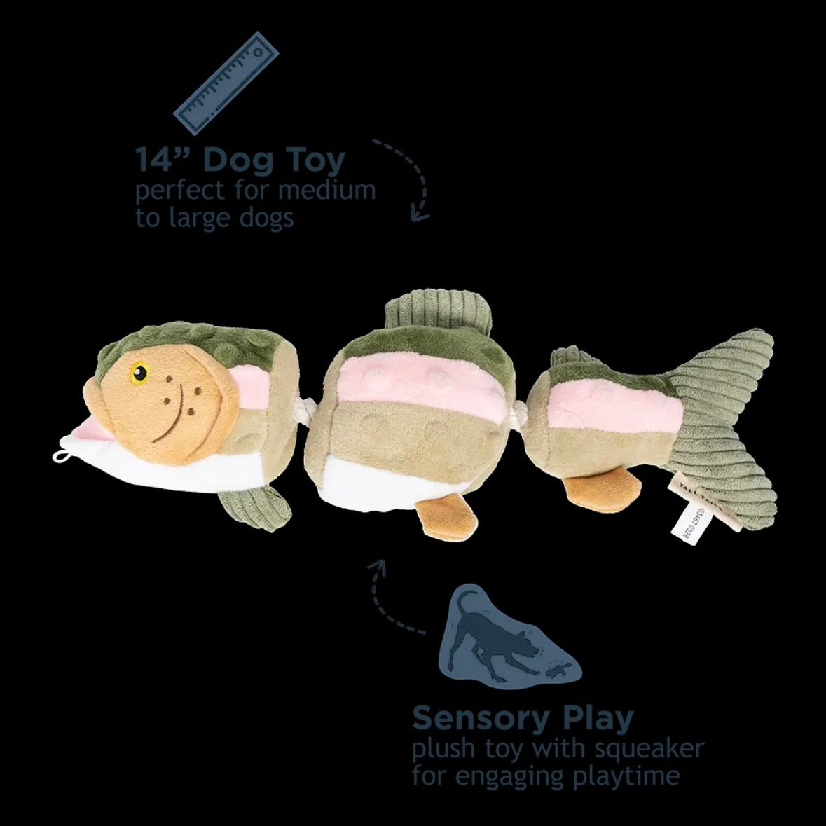 Tall Tails Trout Jointed Shake Play Dog Toy