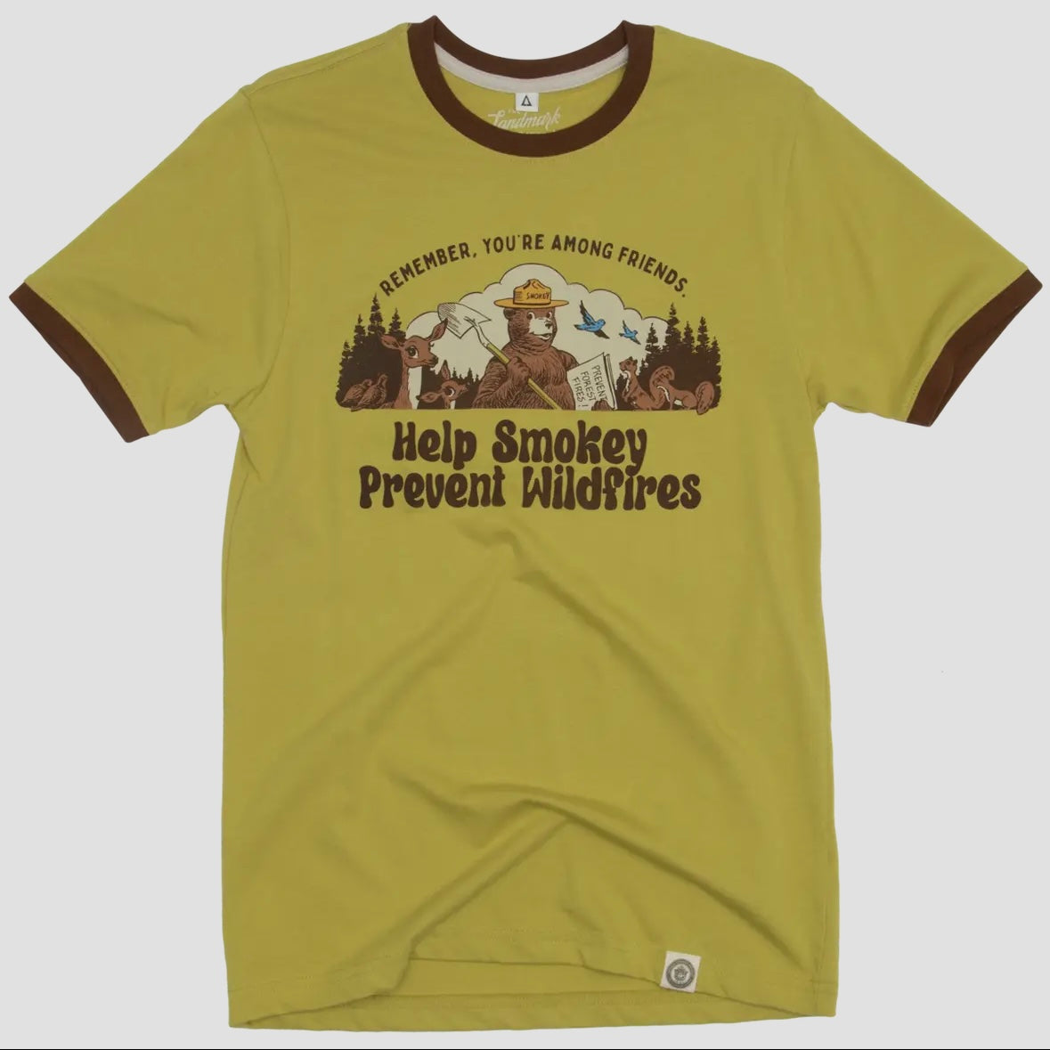 The Landmark Project Smokey Among Friends Ringer Tee - Lemongrass/Walnut