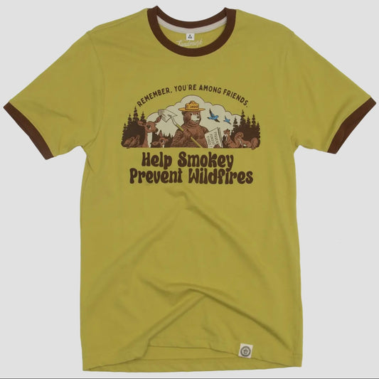 The Landmark Project Smokey Among Friends Ringer Tee - Lemongrass/Walnut