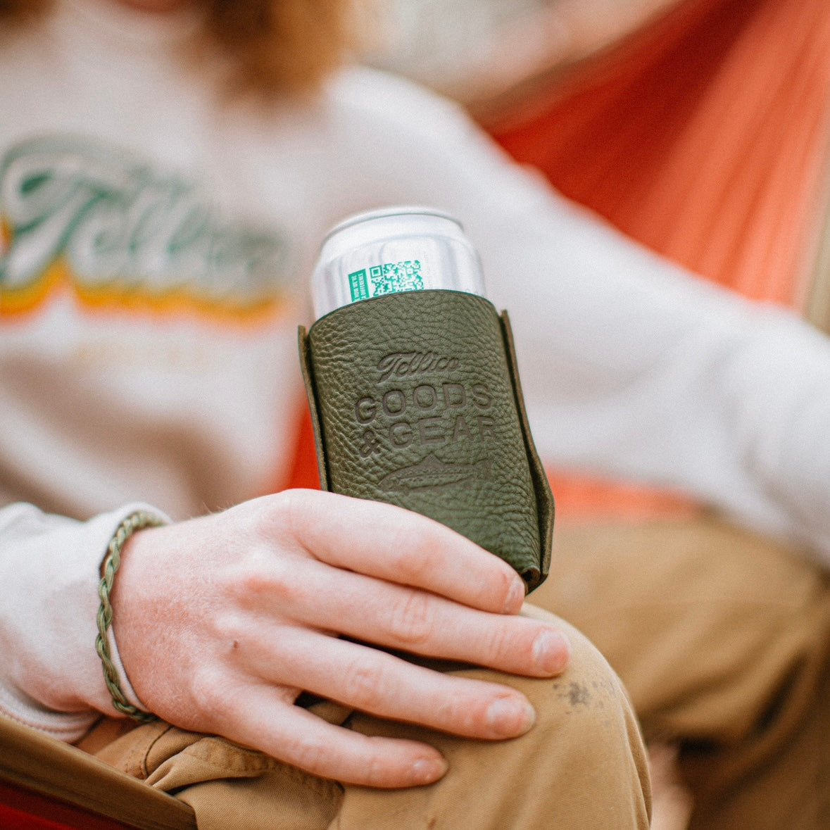 Hand Stamped Leather Koozie