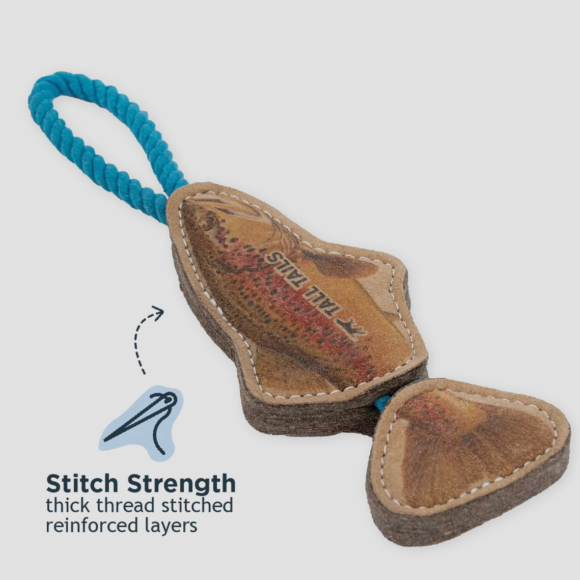 Natural Leather Jointed Trout Tug Dog Toy