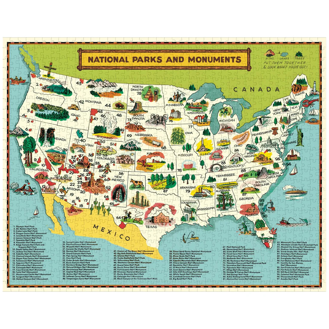 Cavallini & Co National Parks Map- 1,000 Piece Puzzle