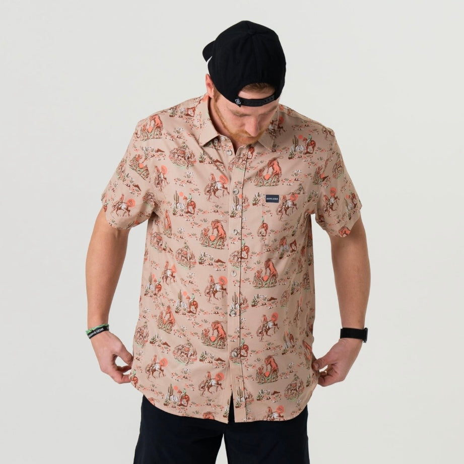 Burlebo Performance Button Up - Cowboy Up Khaki