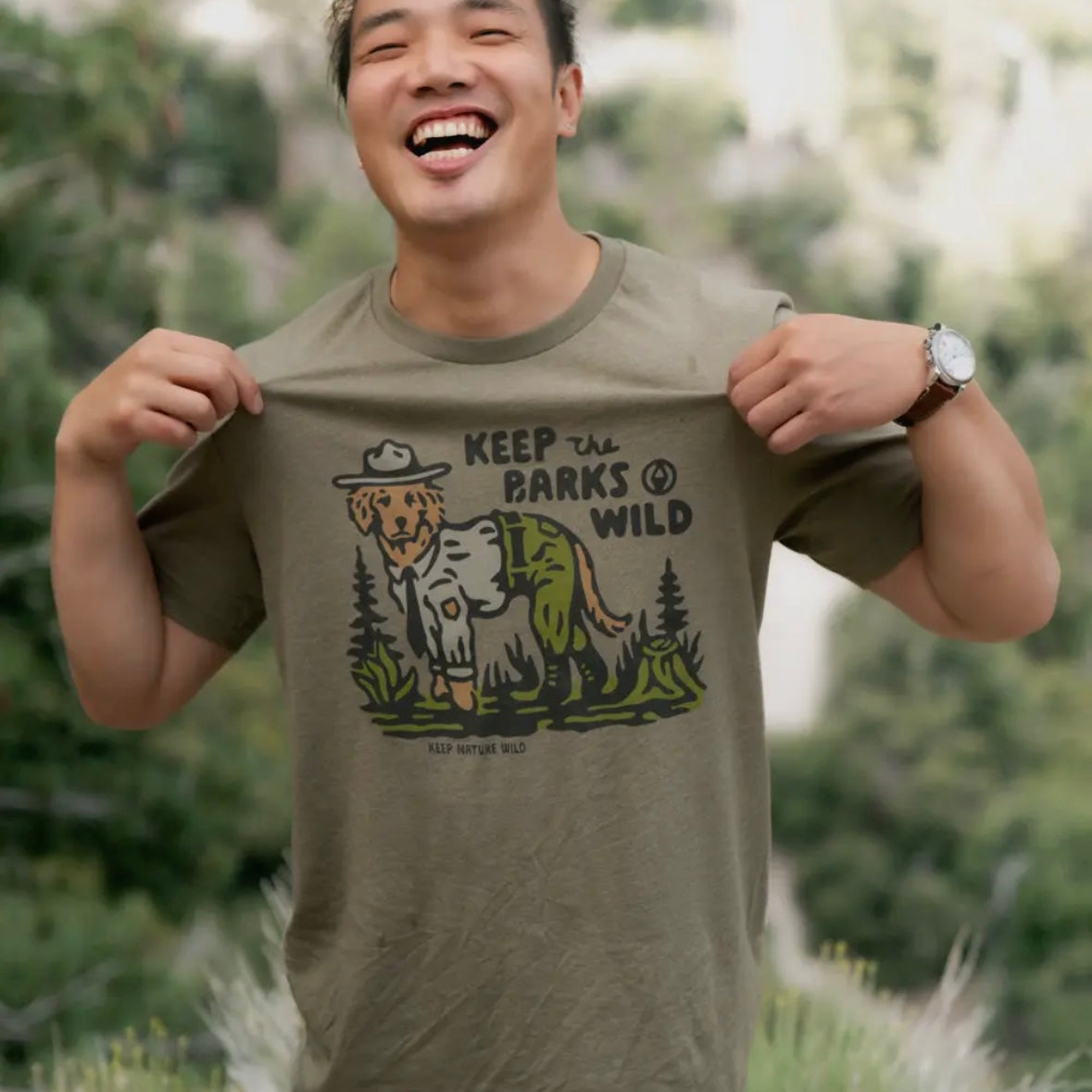 Keep Nature Wild Keep the Barks Wild Unisex Tee - Olive