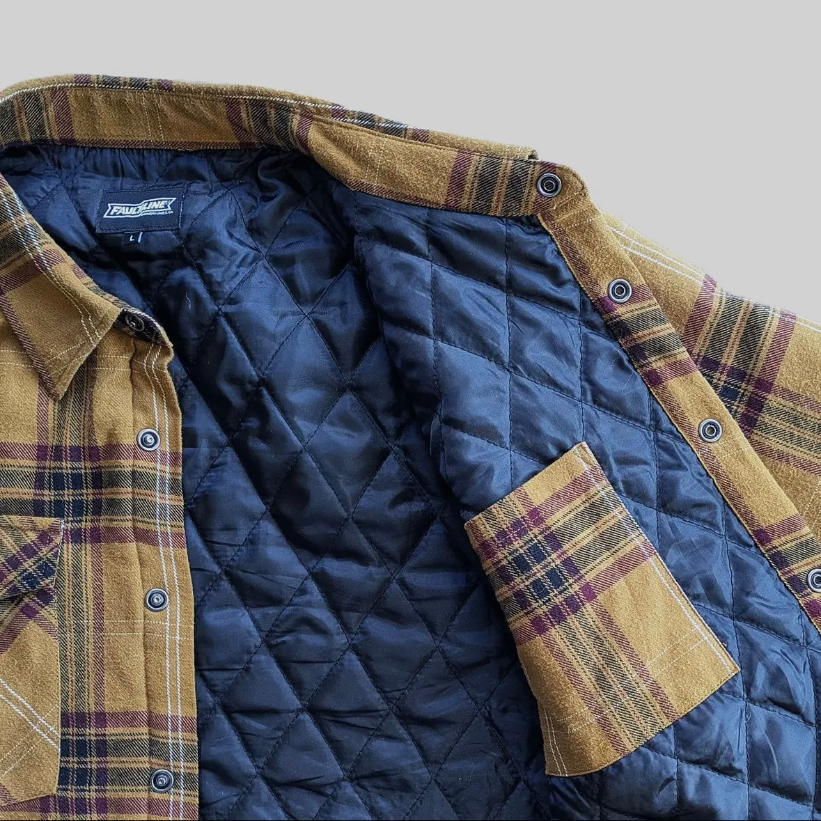 FaultLine395 Juniper Insulated Flannel Shacket-Dijon/Maroon