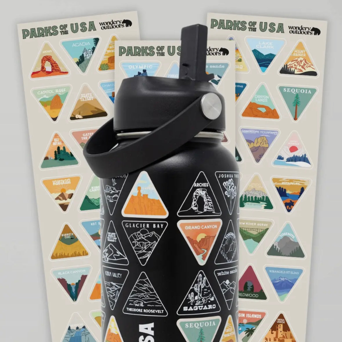 Wondery Outdoors The Original Parks of the USA Bucket List Water Bottle 32oz